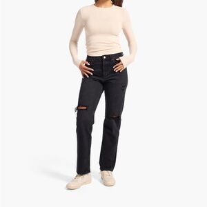 Nuuds Black Straight Leg Jeans High-Rise Relaxed Fit Women’s Brand New